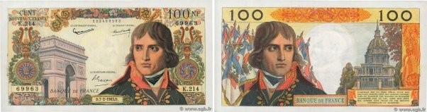 Country : FRANCE 
Face Value : 100 Nouveaux Francs BONAPARTE 
Date : 07 février ...