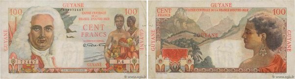 Country : FRENCH GUIANA 
Face Value : 100 Francs La Bourdonnais 
Date : (1946) 
...