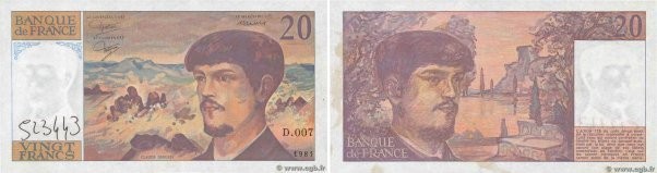 Country : FRANCE 
Face Value : 20 Francs DEBUSSY Fauté 
Date : 1981 
Period/Prov...