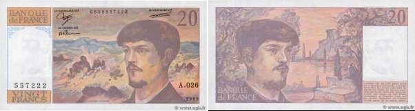 Country : FRANCE 
Face Value : 20 Francs DEBUSSY 
Date : 1989 
Period/Province/B...