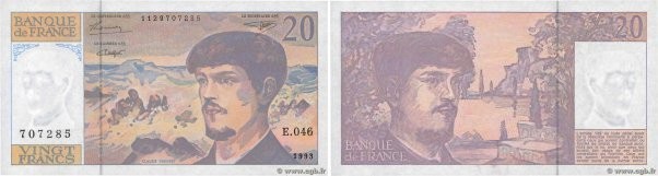 Country : FRANCE 
Face Value : 20 Francs DEBUSSY à fil de sécurité 
Date : 1993 ...