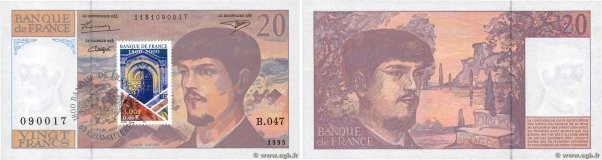 Country : FRANCE 
Face Value : 20 Francs DEBUSSY Modifié 
Date : 1995 
Period/Pr...