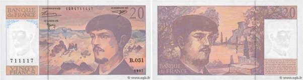 Country : FRANCE 
Face Value : 20 Francs DEBUSSY Modifié Numéro radar 
Date : 19...