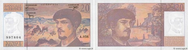 Country : FRANCE 
Face Value : 20 Francs DEBUSSY Modifié 
Date : 1997 
Period/Pr...