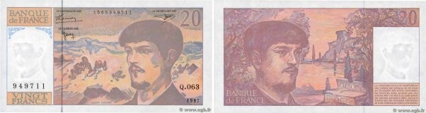 Country : FRANCE 
Face Value : 20 Francs DEBUSSY Modifié 
Date : 1997 
Period/Pr...