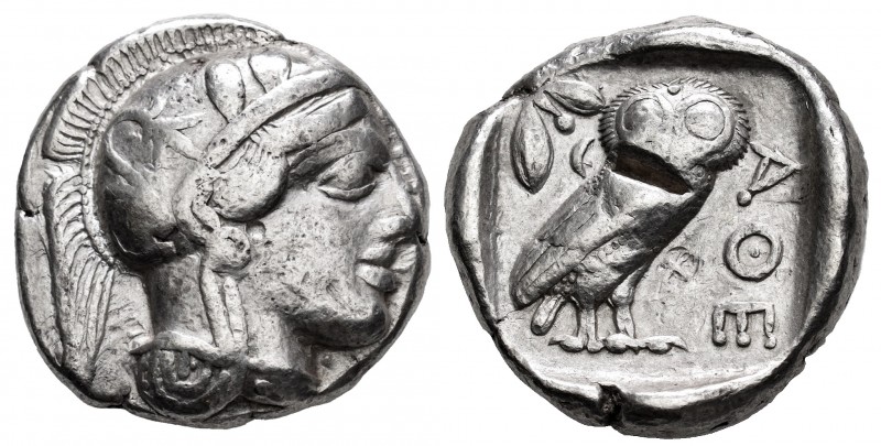 Ática. Tetradracma. 449-413 a.C. Atenas. (Gc-2526). Ag. 17,10 g. Golpe de cizall...