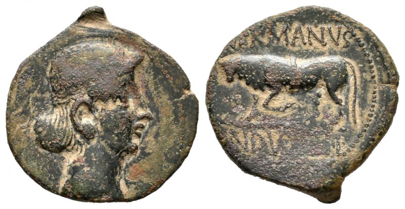 Octaviano. AE. 10 a.C. Galia. (Rcp-506). (Ric-249). Anv.: Cabeza diademada a der...