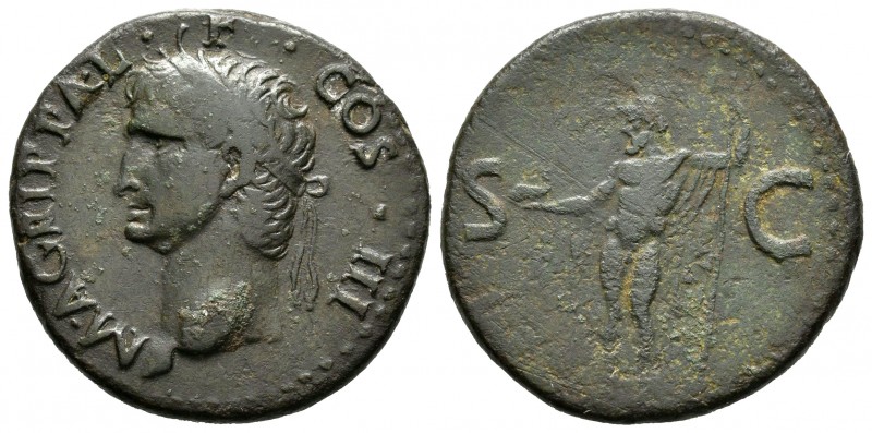 Agripa. As. 37-41 d.C. Roma. (Spink-1812). (Ric-58). Rev.: SC. Neptuno en pie a ...