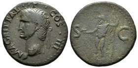Agripa. As. 37-41 d.C. Roma. (Spink-1812). (Ric-58). Rev.: SC. Neptuno en pie a izquierda con delfín y tridente. Ae. 11,56 g. MBC-/BC+. Est...50,00. E...