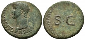 Germánico. As. 42 d.C. Roma. (Spink-1905 variante). (Ric-44). Ae. 11,38 g. Variante por busto a izquierda. BC+. Est...50,00. English: Germanicus. As. ...