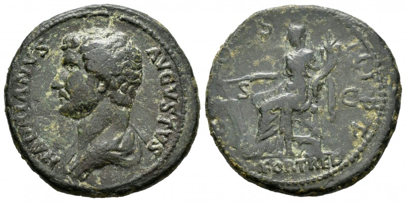 Adriano. As. 117-138 d.C. Roma. (Ric-969). Anv.: Cabeza a izquierda. Rev.: COS I...