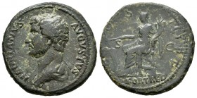Adriano. As. 117-138 d.C. Roma. (Ric-969). Anv.: Cabeza a izquierda. Rev.: COS III / S - C / FORT RED. Ae. 10,45 g. Escasa. BC+. Est...85,00. English:...