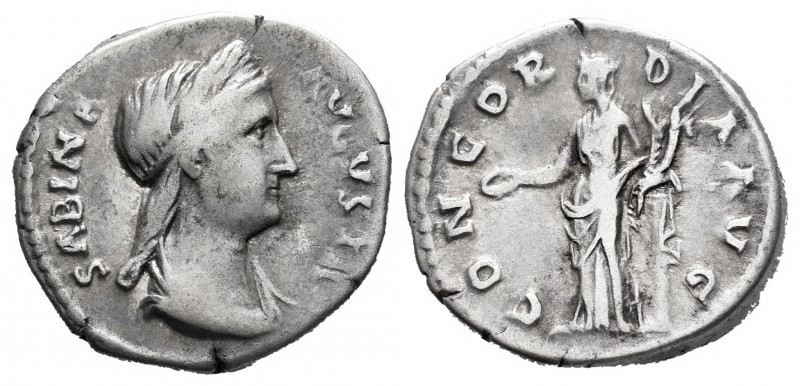 Sabina. Denario. 136 d.C. Roma. (Spink-3918). (Ric-390). (Seaby-3a). Rev.: CONCO...