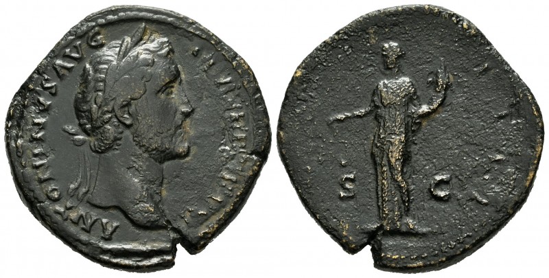 Antonino Pío. Sestercio. 155-156 d.C. Roma. (C-980). Ae. 26,03 g. BC+/BC. Est......