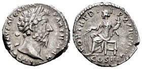 Marco Aurelio. Denario. 170 d.C. Roma. (Spink-4900). (Ric-220). (Seaby-290). Rev.: FORT RED TR P XXII IMP V. Ag. 3,16 g. MBC. Est...20,00. English: Ma...