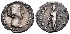 Faustina Hija. Denario. 154-154 d.C. Roma. (Spink-4703). (Ric-500b). (Seaby-44). Rev.: CONCORDIA. Ag. 3,09 g. MBC-. Est...55,00. English: Faustina Jun...