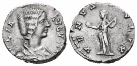 Julia Domna. Denario. 199 d.C. Laodicea. (Spink-6609 variante). Rev.: VENVS FELIX. Venus en pie a la izquierda con manzana . Ag. 3,39 g. MBC+/MBC. Est...