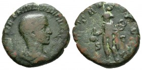 Herenio Etrusco. Sestercio. 251 d.C. Roma. (Spink-9531). Rev.: PIETAS AVGG. Mercurio de pie a izquierda sosteniendo bolsa de dinero y caduceo. Ae. 9,0...