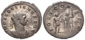Aureliano. Antoniniano. 272 d.C. Serdica. (Spink-11542). (Ric-260). Rev.: IOVI CONSER. Aureliano recibiendo un globo de Júpiter. Ae. 3,29 g. MBC-. Est...