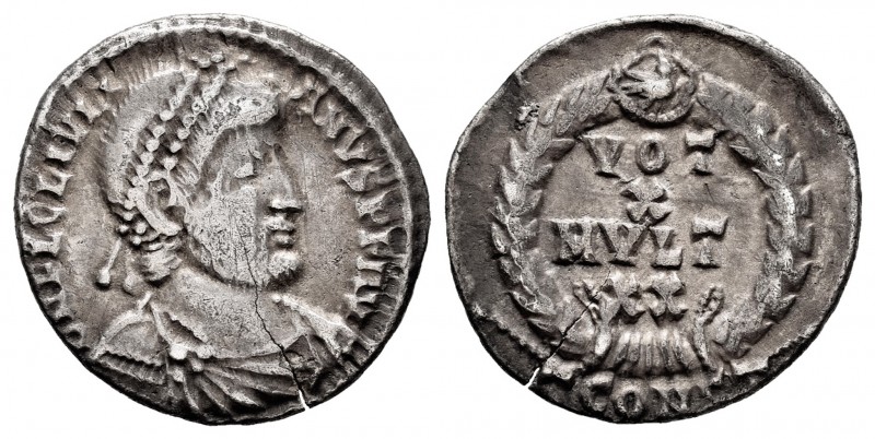 Valens. Silicua. 373-374 d.C. Constantinopla. (Spink-19697 variante). Rev.: VOT ...