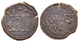 Corona de Aragón. Pellofa. Valencia. (Cru-2481). Ae. 0,78 g. MBC. Est...30,00. English: The Crown of Aragon. Pellofa. Valencia. (Cru-2481). Ae. 0,78 g...