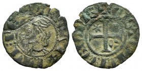 Reino de Castilla y León. Enrique IV (1454-1474). Seisen. Toledo. (Bautista-446). Ve. 0,63 g. Estrella en primer cuadrante y T en el cuarto. Grieta. M...