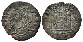 Reino de Castilla y León. Alfonso XI (1312-1350). Cornado. Murcia. (Bautista-476.1). Ve. 0,74 g. Con M en la puerta del castillo y roeles estrellados ...