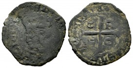 Reino de Castilla y León. Enrique II (1368-1379). Cruzado. León. (Bautista-632). Ve. 2,71 g. LEON en el cuartelado del reverso . BC. Est...35,00. Engl...