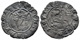 Reino de Castilla y León. Juan I (1379-1390). Blanca del Agnus Dei. Burgos. (Bautista-723). Ve. 1,55 g. Con B y S a los lados de la Y coronada. MBC-. ...