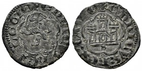 Reino de Castilla y León. Enrique III (1390-1406). 1/2 blanca. Sevilla. (Bautista-773). Ve. 1,40 g. Con S bajo el castillo. MBC+. Est...25,00. English...
