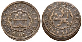 Felipe III (1598-1621). 4 maravedís. 1599. Segovia. C. (Cal 2019-250). (Jarabo-Sanahuja-C23). Ae. 6,06 g. Sin marca de ceca. Acuñada en el Real Ingeni...