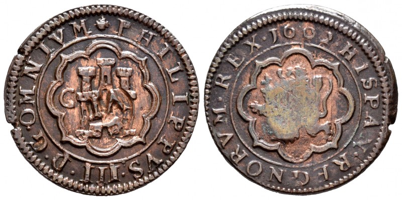 Felipe III (1598-1621). 4 maravedís. 1602. Segovia. C. (Cal-252). Ae. 5,83 g. Ac...