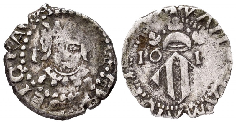 Felipe III (1598-1621). Dieciocheno. 1619. Valencia. (FM-¿62?). Ag. 1,99 g. El 8...