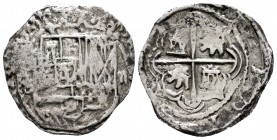 Felipe III (1598-1621). 2 reales. Potosí. B. (Cal 2019-625). Ag. 6,30 g. BC. Est...45,00. English: Philip III (1598-1621). 2 reales. Potosí. B. (Cal 2...