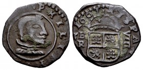 Felipe IV (1621-1665). 8 maravedís. 1661. Burgos. R. (Cal 2008-1258). (Cal 2019-302). Ae. 1,72 g.  Acuñada a martillo. MBC-. Est...25,00. English: Phi...