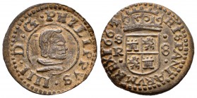 Felipe IV (1621-1665). 8 maravedís. 1663. Sevilla. R. (Cal-406). (Jarabo-Sanahuja-M635). Ae. 2,27 g. MBC+. Est...25,00. English: Philip IV (1621-1665)...
