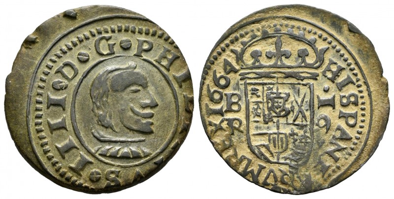 Felipe IV (1621-1665). 16 maravedís. 1664. Burgos. R. (Cal 2019-441). (Jarabo-Sa...