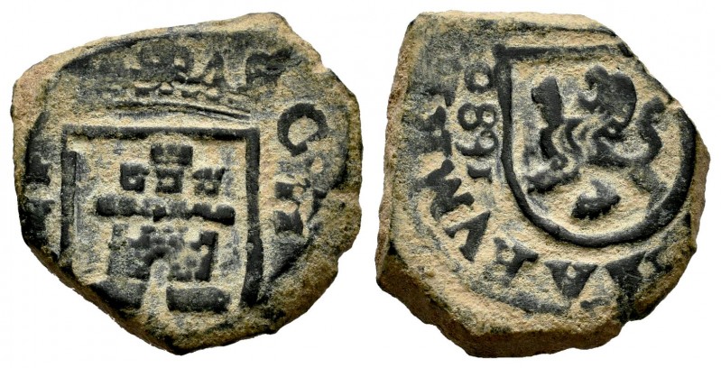 Carlos II (1665-1700). 2 maravedís. 1680. Cuenca. (Cal 2008-872 variante). (Cal ...
