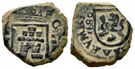 Carlos II (1665-1700). 2 maravedís. 1680. Cuenca. (Cal 2008-872 variante). (Cal 2019-61). (Jarabo-Sanahuja-N26). Ae. 5,28 g. Fecha a la izquierda del ...
