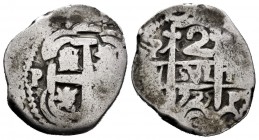 Luis I (1724). 2 reales. 1725. Potosí. Y. (Cal 2019-25). Ag. 5,50 g. Rara. MBC-. Est...160,00. English: Louis I (1724). 2 reales. 1725. Potosí. Y. (Ca...
