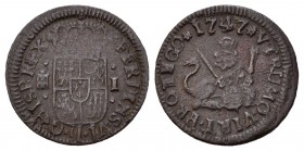 Fernando VI (1746-1759). 1 maravedí. 1747. Segovia. (Cal 2008-1747). 1,13 g. MBC. Est...12,00. English: Ferdinand VI (1746-1759). 1 maravedí. 1747. Se...