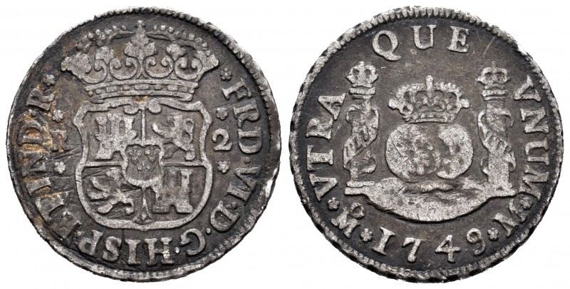 Fernando VI (1746-1759). 2 reales. 1749. México. M. (Cal 2019-288). Ag. 6,39 g. ...