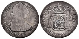 Carlos III (1759-1788). 2 reales. 1787. Guatemala. M. (Cal 2019-569). Ag. 6,56 g. BC. Est...45,00. English: Charles III (1759-1788). 2 reales. 1787. G...