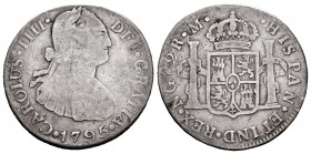 Carlos IV (1788-1808). 2 reales. 1795. Guatemala. M. (Cal 2019-553). Ag. 6,39 g. BC. Est...35,00. English: Charles IV (1788-1808). 2 reales. 1795. Gua...