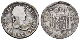 Fernando VII (1808-1833). 1/2 real. 1825. Potosí. (Cal 2019-442). Ag. 1,64 g. BC. Est...20,00. English: Ferdinand VII (1808-1833). 1/2 real. 1825. Pot...