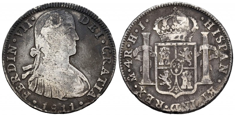 Fernando VII (1808-1833). 4 reales. 1811. México. HJ. (Cal 2019-1091). Ag. 13,16...