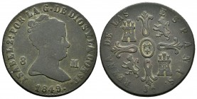 Isabel II (1833-1868). 8 maravedís. 1849. Jubia. (Cal 2008-487). Ae. 9,85 g. BC+. Est...15,00. English: Elizabeth II (1833-1868). 8 maravedís. 1849. J...