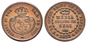 Isabel II (1833-1868). 1/2 décima de real. 1853. Segovia. (Cal 2019-140). Ae. 1,98 g. MBC+. Est...25,00. English: Elizabeth II (1833-1868). 1/2 décima...