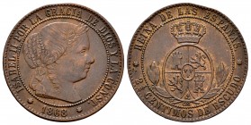 Isabel II (1833-1868). 2 1/2 céntimos de escudo. 1868. Barcelona. OM. (Cal 2008-641). (Cal 2019-233). Ae. 6,43 g. Golpes en el canto. MBC. Est...20,00...