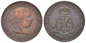 Isabel II (1833-1868). 2 1/2 céntimos de escudo. 1867. Sevilla. OM. (Cal 2019-242). Ae. 6,11 g. MBC-. Est...18,00. English: Elizabeth II (1833-1868). ...